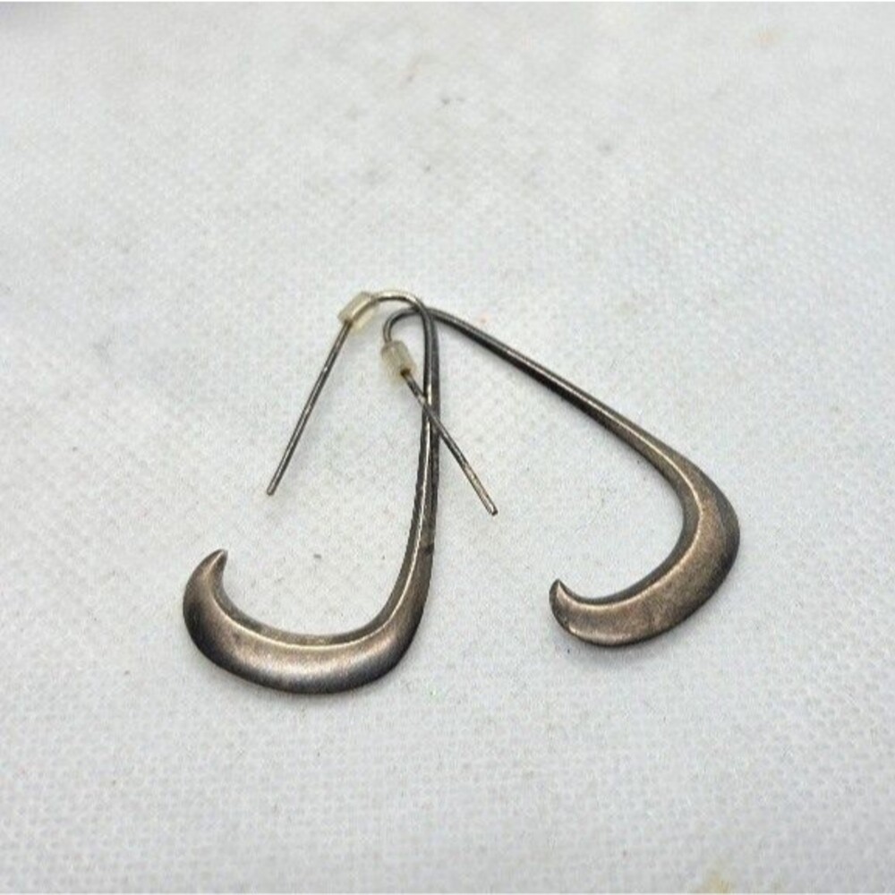 Jacmel 925 Sterling Silver Open Loop Curved Ribbon Hoop Dangle Earrings